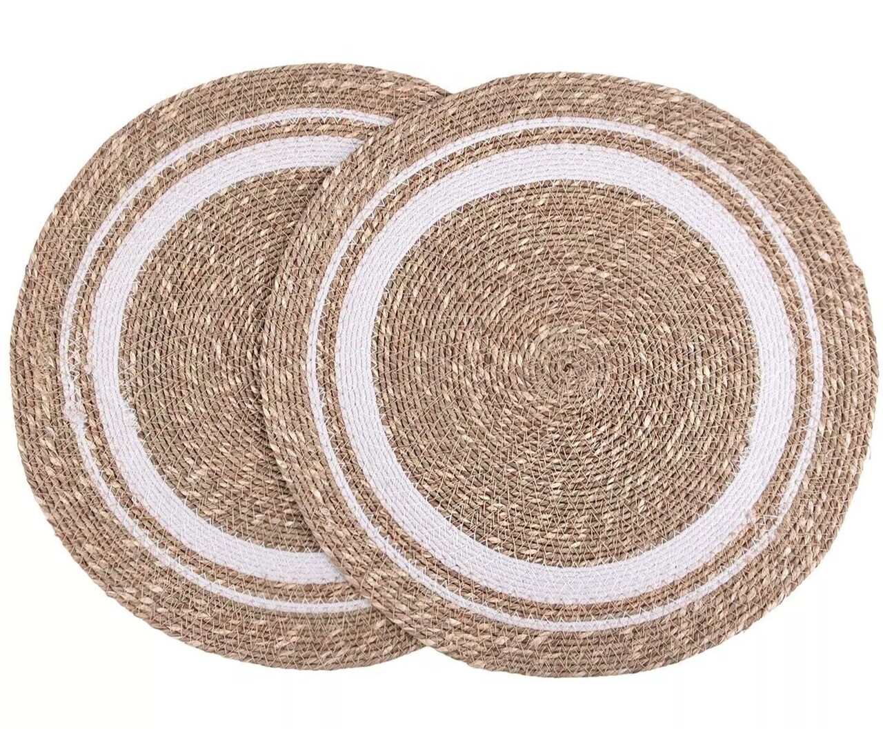 2-pc 14" Natural Rattan Placemats, Seaweed Round Placemats Charger Table Mats